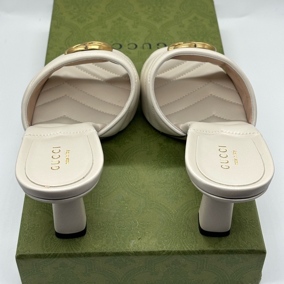 Gucci Marmont GG Padded Chevron Matelasse Leather Mule Heel Sandal Size EU 38 - Picture 6 of 12